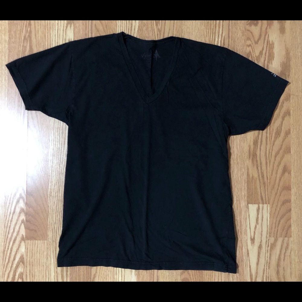 Aqua VI Vintage Black V-Neck Tee Shirt LARGE EUC